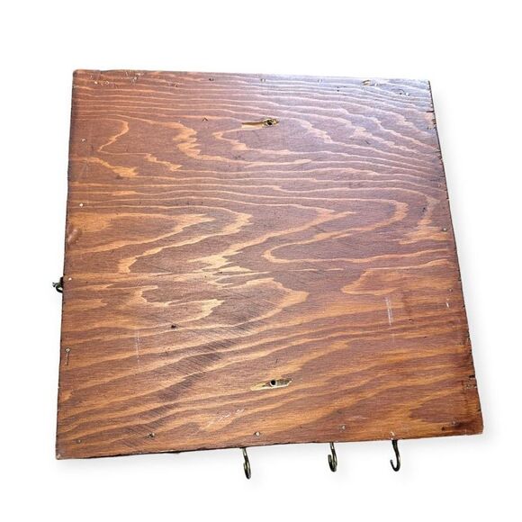 Home Brown Hand Painted Tribal Wall Mount Wooden Key Storage Box Cabinet OS - Picture 3 of 6